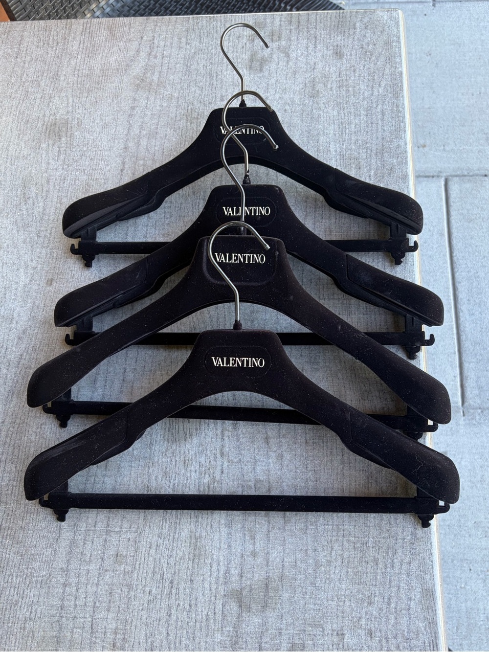 Valentino Black Velvet Garment Hangers — Set of 4